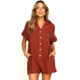 Fashion Women's Clothing 2025 Spring And Summer New Ebay Hot-Selling Collar Shirt Button-Button Jumpsuit