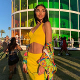 Summer Women's Sexy Bare Back Sling Vest Shirt Fashion Ass Half-Dress Skirt Suit Woman