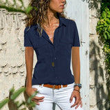 2025Ebaywish Summer Autumn New Ladies Shirt Collar Short-Sleeved Shirt Women's Clothing
