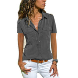 2025Ebaywish Summer Autumn New Ladies Shirt Collar Short-Sleeved Shirt Women's Clothing