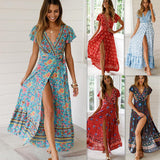 New Summer Leisure Hot Holiday Printing Dress Sexy Long Dress Women's Dress