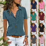 2025Ebaywish Summer Autumn New Ladies Shirt Collar Short-Sleeved Shirt Women's Clothing