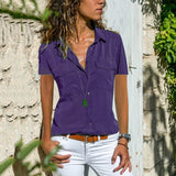 2025Ebaywish Summer Autumn New Ladies Shirt Collar Short-Sleeved Shirt Women's Clothing