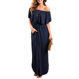 2025 Spring And Summer EBAY Explosion Lotus Leaf Side Shoulder Long Bag Long Dress