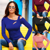 Autumn And Winter Explosion Wish Spring And Autumn New Women's Slanted Shoulder Sexy Long-Sleeved T-Shirt