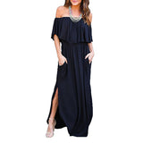 2025 Spring And Summer EBAY Explosion Lotus Leaf Side Shoulder Long Bag Long Dress