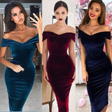 New Hot Sales Explosion Temperament Commuting Women's Clothing One-Word Collar Shoulder Dress Dress