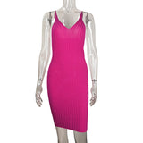 New Women's Sexy Hottie V-Neck Slimming Knitted Back Sling Dress