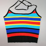 Women's New Sexy Hottie Slings Inside Wearing Multi-Color Striped Short-Enavel Vest