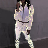 Hot Sales Of Explosive Women's 2025Ebay Fashion New Reflective Leisure Set Two Sets