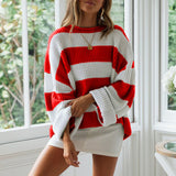 New Women's Clothing In The Autumn And Winter Of 2025, The New Women's Sweater Round-Necked Striped Knitted Shirt