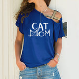 Summer Explosion Casual Slanted Shoulders Cross Irregular Short-Sleeved Print Women T-Shirts