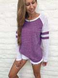 2025Ebay Fashion New Summer Hit-Colored Stripe Splicing Long-Sleeved T-Shirt Round Collar Top Lady