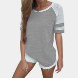 T-Shirt Women's Short-Sleeved Splicing 2025 Summer Hot Women's Top New Short-Sleeved Round Collar Multi-Color Multi-Code