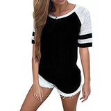 T-Shirt Women's Short-Sleeved Splicing 2025 Summer Hot Women's Top New Short-Sleeved Round Collar Multi-Color Multi-Code