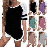 T-Shirt Women's Short-Sleeved Splicing 2025 Summer Hot Women's Top New Short-Sleeved Round Collar Multi-Color Multi-Code