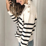 New Knitwear High-Necked Shoulder Strap-Spring Studded Striped Sweater For Women In Autumn/Winter 2025