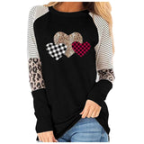 New Women's Valentine's Day New Long-Sleeved Splicing Hot Casual T-Shirt Round-Neck Loose Top