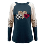 New Women's Valentine's Day New Long-Sleeved Splicing Hot Casual T-Shirt Round-Neck Loose Top