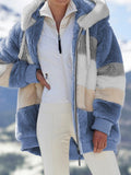 Wish2025 Hot New Autumn And Winter Loose Plush Multi-Color Hooded Coat Woman