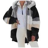 Wish2025 Hot New Autumn And Winter Loose Plush Multi-Color Hooded Coat Woman