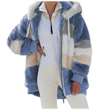 Wish2025 Hot New Autumn And Winter Loose Plush Multi-Color Hooded Coat Woman