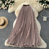 Classic Fashion Folding Wave Half-Dress French Sweet High-Waisted A-Shaped Skirt Mid-Long Folds Skirt