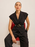 New Temperament Commuting Trousers Senior Sleeveless Set Waist Trouser Trouser Top Suit Suit Suit