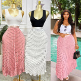 Classic Fashion Folding Wave Half-Dress French Sweet High-Waisted A-Shaped Skirt Mid-Long Folds Skirt
