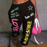 Exploding Women's New Printing Fashion Loose Waist Sports Pants Harlan Pants Women