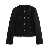 Autumn New Women's Coarse-Spinning Pure Color Casual Coat Short Coat Women