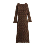 Spring 2025 New Fashion Temperament Round Horn Sleeve With Lace Dress Dress