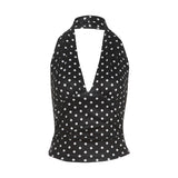 2025 Summer New Women's Dress French Wave Dot Hanging Neck Vest Women's Sports Body Straight Trousers