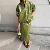 Autumn 2025 New Temperament Casual Bright Collar Jacket Jacket Skirt Suit