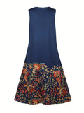 Wish Sleeveless Dress Female Positioning Print Dress Bohemian Retro Long Dress