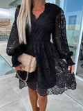 2025 New Sexy Hollow Water-Soluble Lace Lace Temperament Commuter Dress