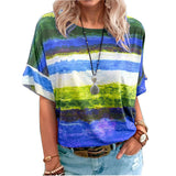 Explosion Women's Clothing 2025 New Summer Gradient Girl Short-Sleeved T-Shirt
