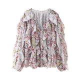 Is Women's V-Neck Folding Trim Shirt Long-Sleeved Top Loose Woman