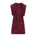 2025 Women's Beads Dress Dress Sleeveless Party With Cushioned Shoulder Mini Dress Y2K
