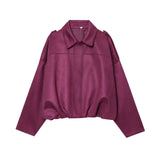 Women's 2025 New Bat Sleeve Loose-Fitting Velvet Bomber Jacket Jacket