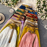 White Half-Dress Women's Dress 2025 Summer Small Medium Long Leisure High-Rise Thin Thong Ponve Cake Skirt