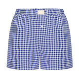 2025 Summer New Ladies Leisurely Comfortable High-Waisted Broad-Legged Retro Lattice Shorts