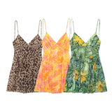 Z 2025 Spring New Women's Printed V-Necked Suspension Short Dress 5039132