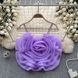 Small-Banded Holiday Wind Eogen Yarn Three-Dimensional Flower Sling Vest Women's Summer New Ocean Chic Short Top