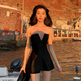 Spring 2025 Fashion Trend Women's New One-Word Collar Chest Bare Back Sexy Dress
