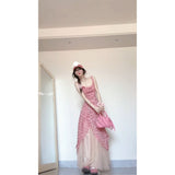 French Floral Sling Dress Female Design Sense Niche Lotus Side Temperament Waist Dress Two Sets