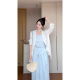 High-End Sense Asymmetric Folding Design Corset Female High-Waisted Ponbo Skirt Niche Fashionable Suit