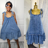 Ins Hot Summer New Fashion Splicing Sling Strap A-Word Denim Dress Skirt
