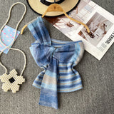 Summer Design With Chic Kinescastic Striped One-Shoulder Sling Vest For Women Wearing A Short Coat Of Body
