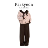Korean Languid Feeling To Wear A Woman's 2025 Summer Printed Short-Sleeved Collar Top Loose Pear-Shaped Body Trousers